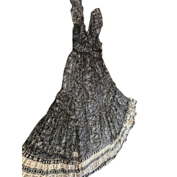 "ANGIE" Maxi Sundress SZ L Babydoll Summer Boho Layered Hippie Criss Cross Rayon - Picture 3 of 9